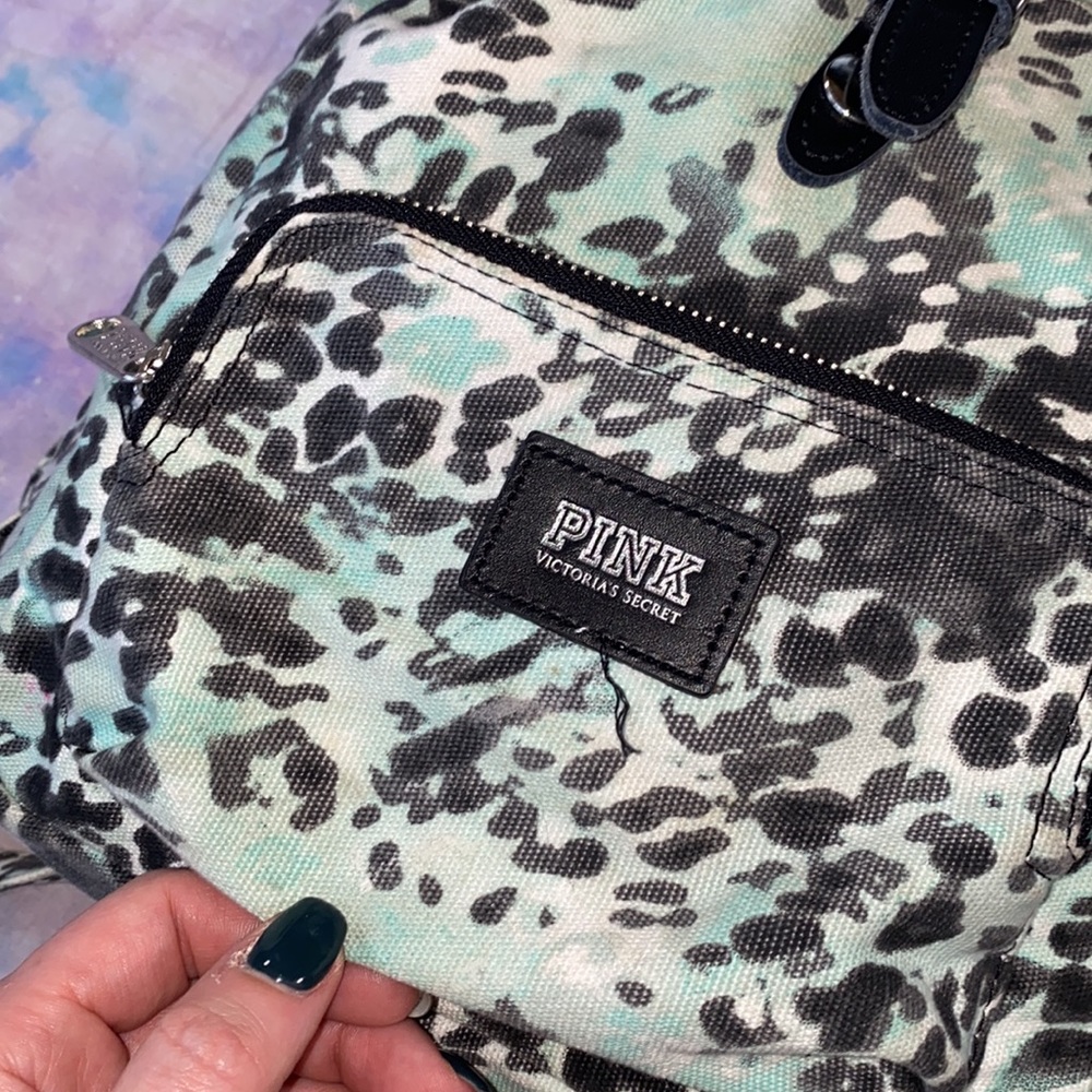 VS PINK • 2013 Teal Animal Print Drawstring Mini Backpack - Picture 5 of 14
